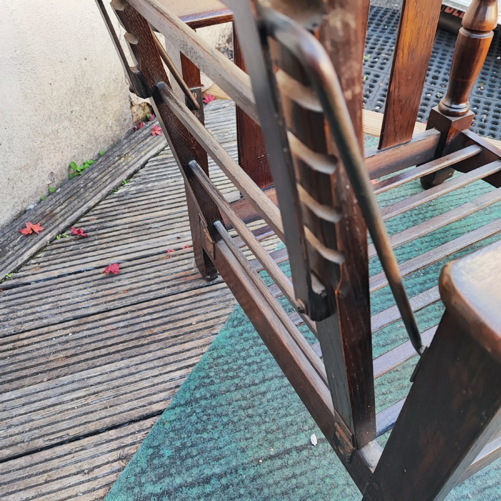 Fine reclining arts and crafts oak  arm chair View V
