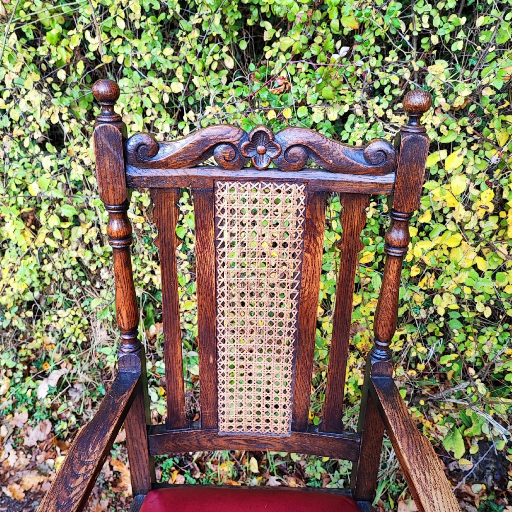 Good antique pair of oak arm chairs  View III