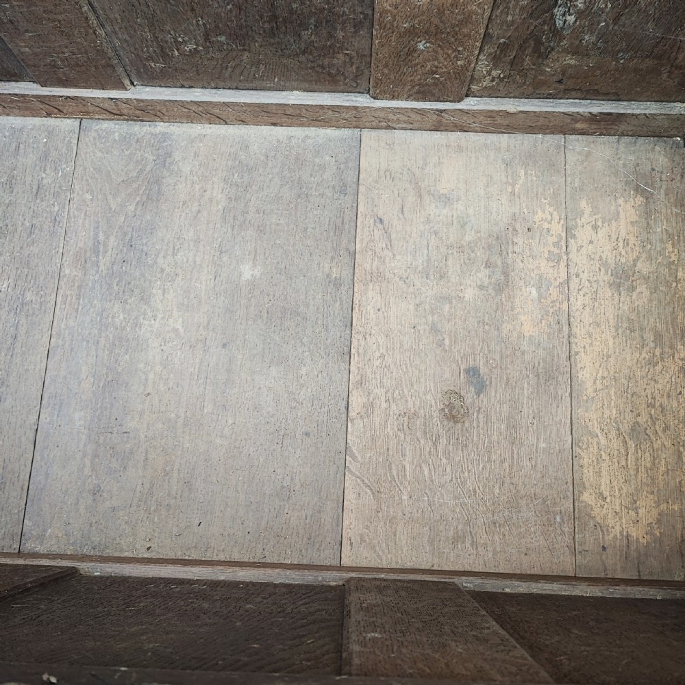 18c oak carved and panelled oak coffer View II