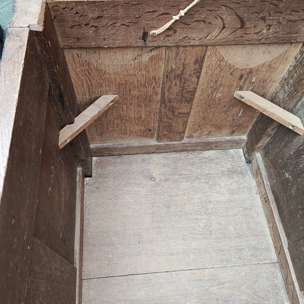18c oak carved and panelled oak coffer View III