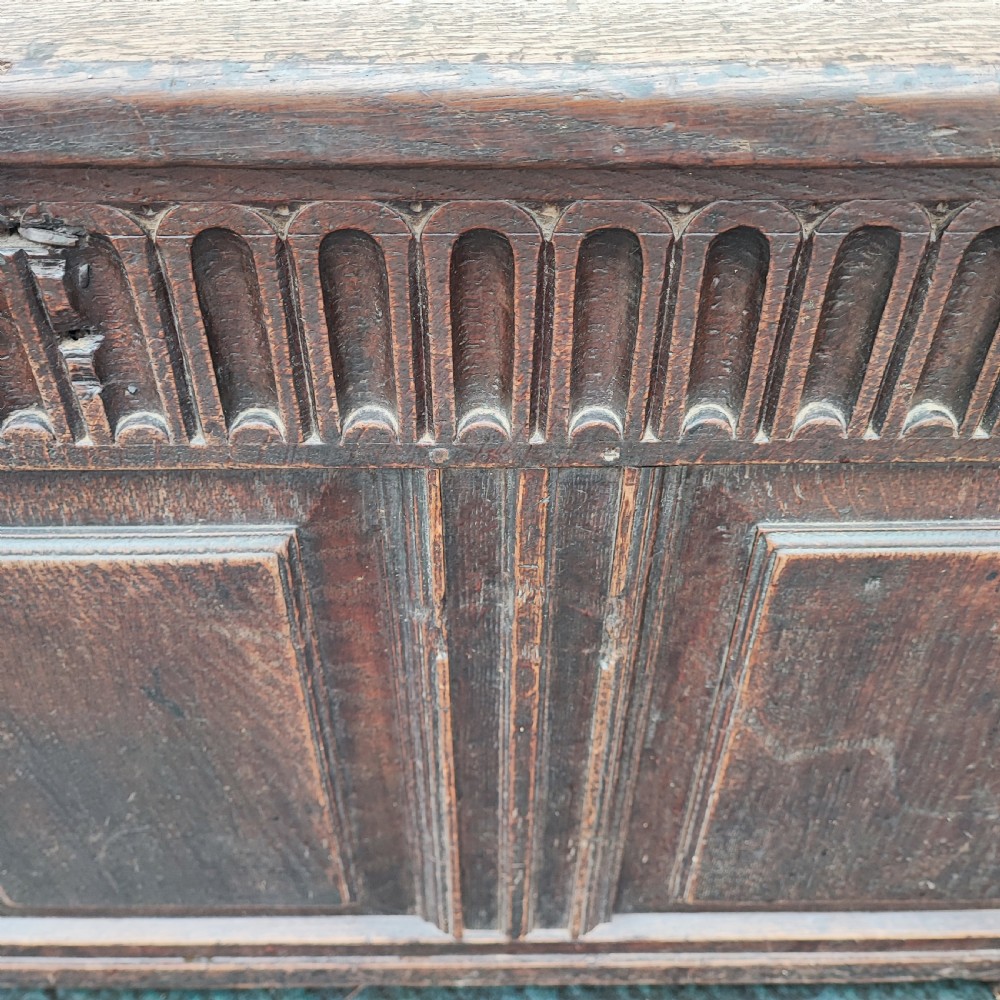 18c oak carved and panelled oak coffer View VI