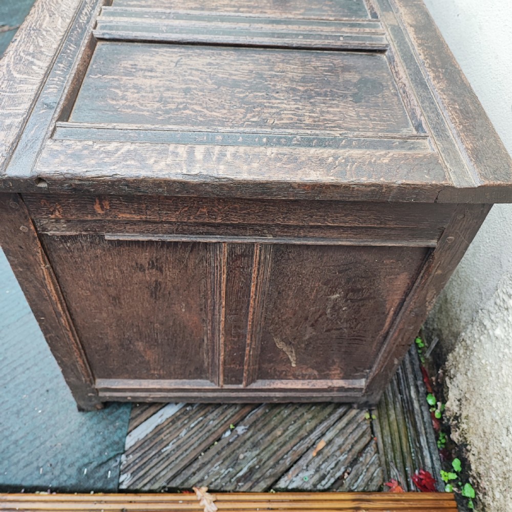 18c oak carved and panelled oak coffer View XI