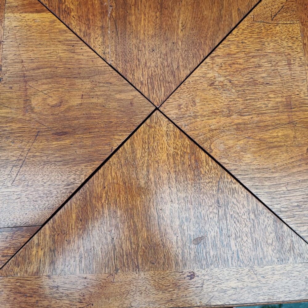 Victorian walnut envelope card table View III