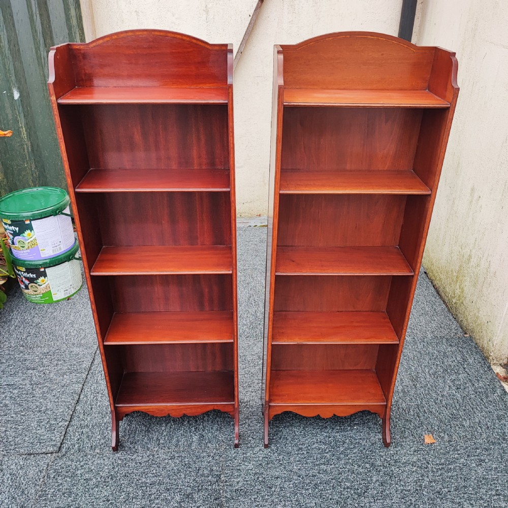 Edwardian pair of mahogany  open bookcases
