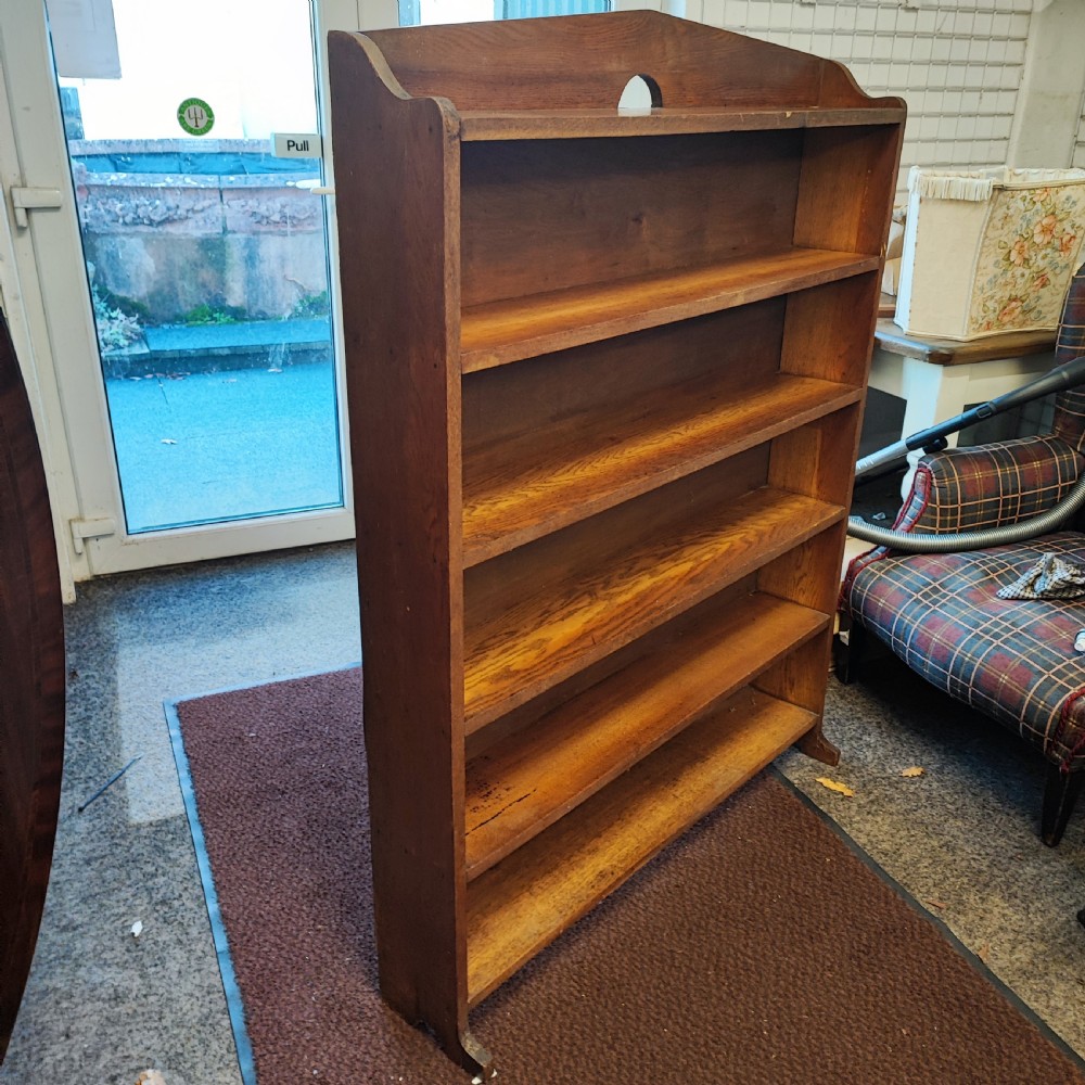 Edwardian  oak open bookcase  View II