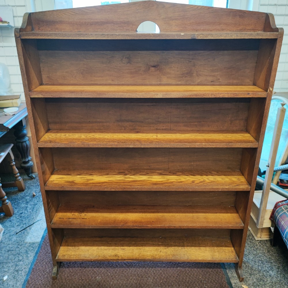 Edwardian  oak open bookcase  View III