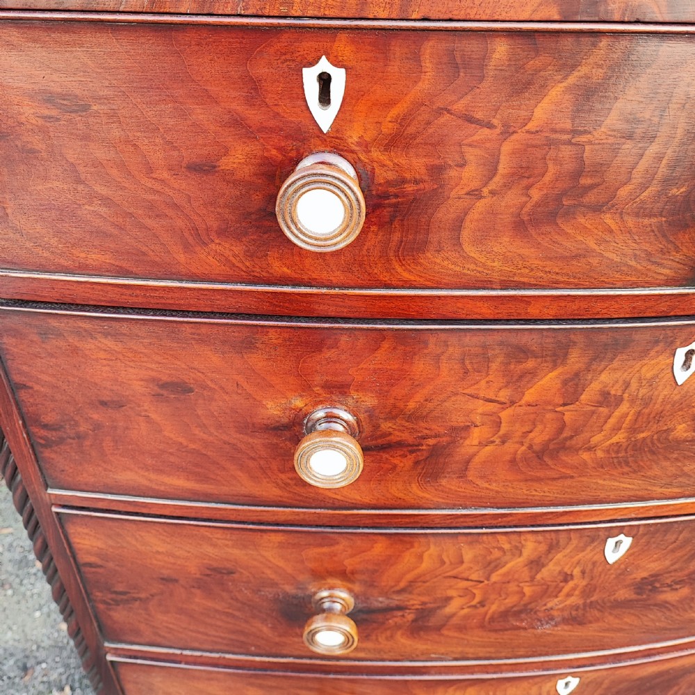 Superb regency Irish mahogany chest of drawers View V
