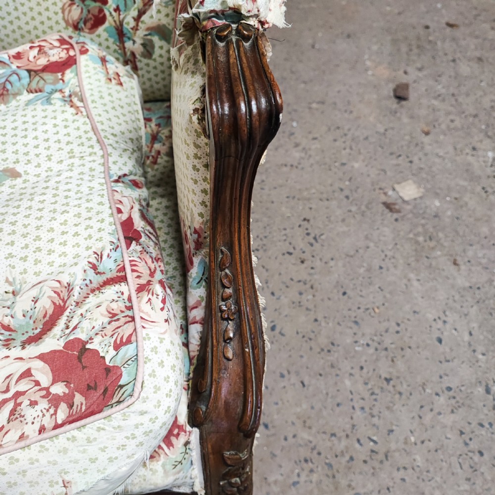 Fine large french walnut wing armchair View III