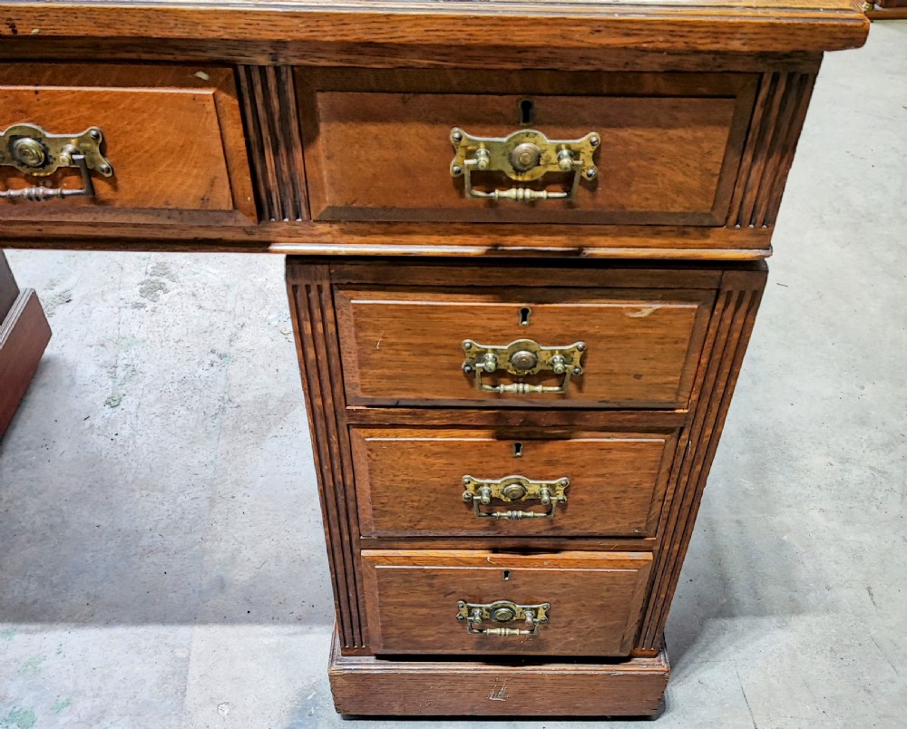 Antique oak pedestal desk  View II