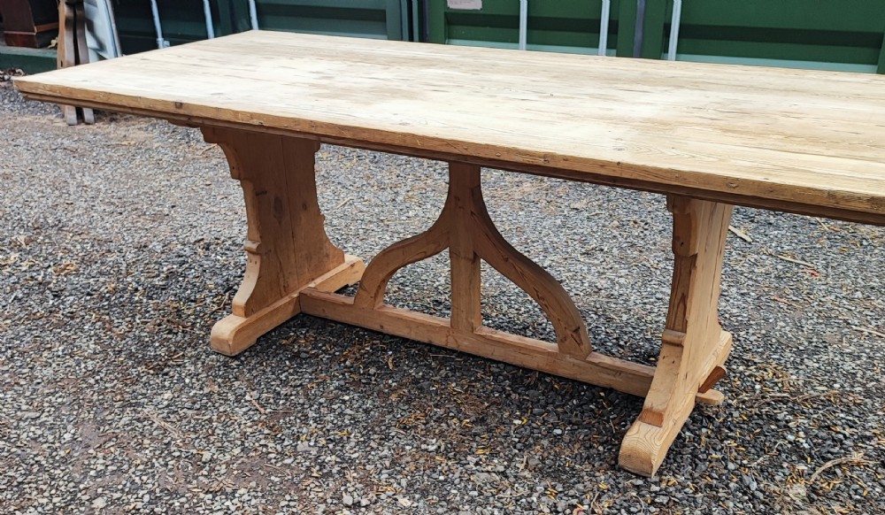 A fine large pine refectory harvest table  View IX