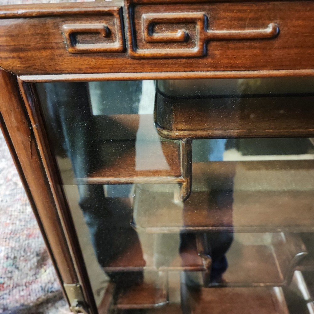 Antique oriental  hardwood wall mounted collectors cabinet  View IV