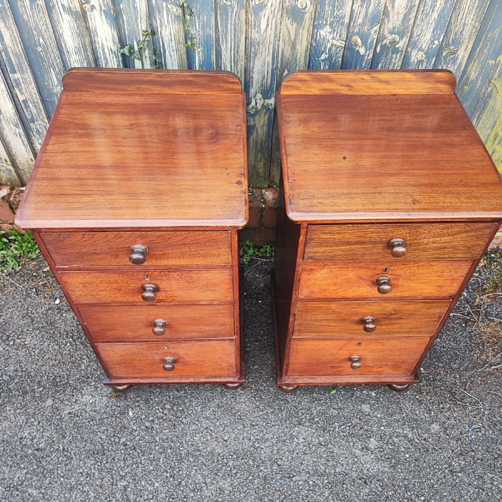 Antique mahogany pair of bedside chests  View III