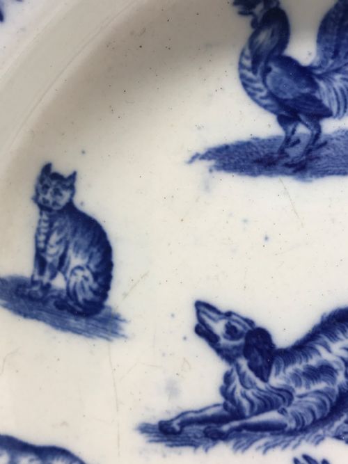ANTIQUE ENGLISH CHILDREN'S NURSERY WARE BLUE AND WHITE DINNER BOWL BY COPELAND SPODE - ADDITIONAL PHOTO 13