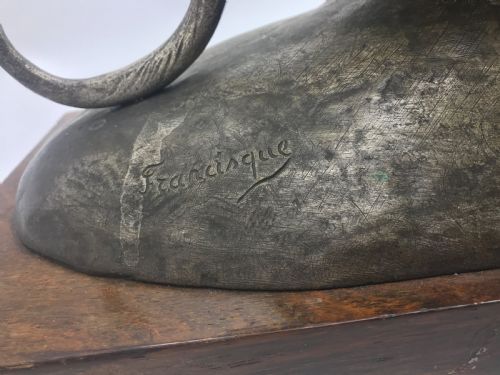 ANTIQUE FRENCH BRONZE OF RACINGHUNTING GREYHOUNDS BY FRANCISQUE JOSEPH DURET - ADDITIONAL PHOTO 3