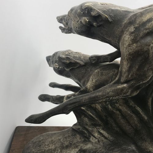 ANTIQUE FRENCH BRONZE OF RACINGHUNTING GREYHOUNDS BY FRANCISQUE JOSEPH DURET - ADDITIONAL PHOTO 8