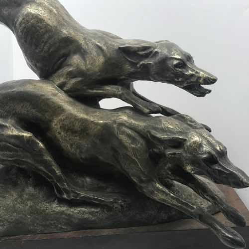 ANTIQUE FRENCH BRONZE OF RACINGHUNTING GREYHOUNDS BY FRANCISQUE JOSEPH DURET - ADDITIONAL PHOTO 10
