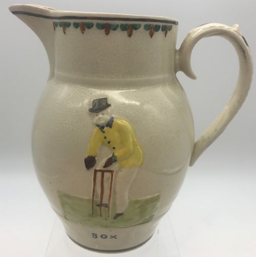 earlymid 19th century prattware cricket memorabillia jug clarke philch and box - CATEGORY: ANTIQUE JUGS - DATED 19TH CENTURY