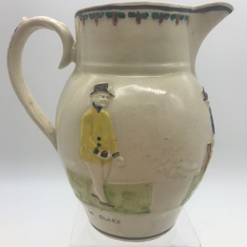EARLYMID 19TH CENTURY PRATTWARE CRICKET MEMORABILLIA JUG CLARKE PHILCH AND BOX - ADDITIONAL PHOTO 1