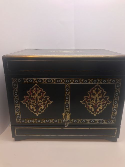 ANTIQUE FRENCH DECANTERS CAVE A LIQUOR EBONISED FRENCH TANTALUS - ADDITIONAL PHOTO 2