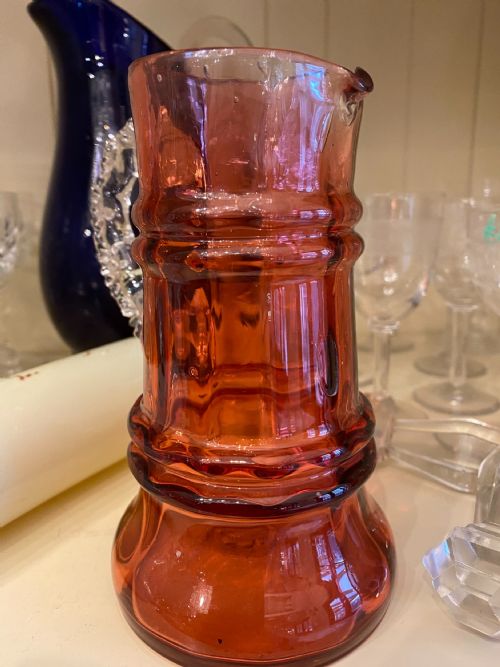 ANTIQUE CRANBERRY GLASS JUG - ADDITIONAL PHOTO 1