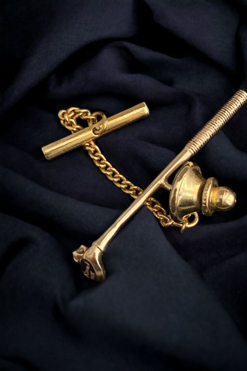 ANTIQUE NOVELTY GOLD AND DIAMOND TIELAPEL PIN - ADDITIONAL PHOTO 2