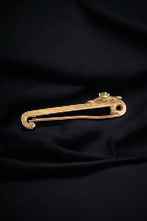 ANTIQUE GOLD BROOCH PERIDOT AND SPLIT PEARLS - ADDITIONAL PHOTO 2