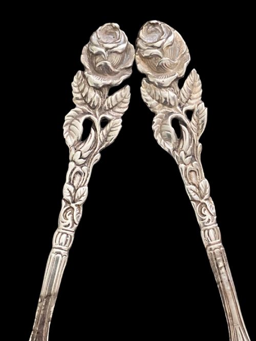 SET OF EIGHT ANTIQUE GERMAN SILVER HILDESHEIM ROSE CAKE FORKS - ADDITIONAL PHOTO 1