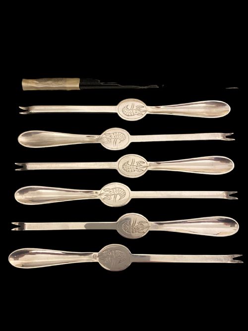 MAPPIN AND WEBB BOXED SET OF SIX LOBSTER PICKS - ADDITIONAL PHOTO 1