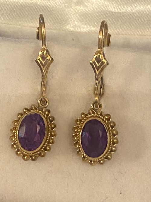 AMETHYST GOLD DROP EARRINGS - ADDITIONAL PHOTO 1