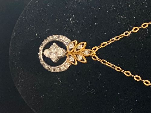 EDWARDIAN 18CT GOLD DIAMOND PENDANT AND CHAIN - ADDITIONAL PHOTO 2