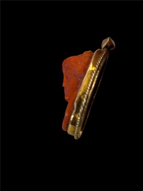 RELIEF CARVED CORAL CAMEO PENDANT - ADDITIONAL PHOTO 1