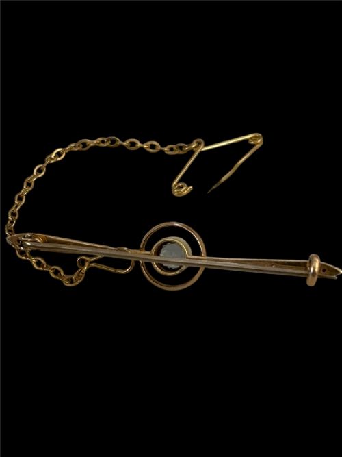 ANTIQUE 15CT GOLD AQUAMARINE BAR BROOCH - ADDITIONAL PHOTO 2