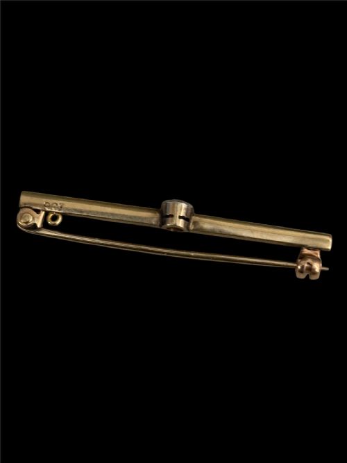 OLD CUT EUROPEAN DIAMOND ANTIQUE GOLD BAR BROOCH - ADDITIONAL PHOTO 1