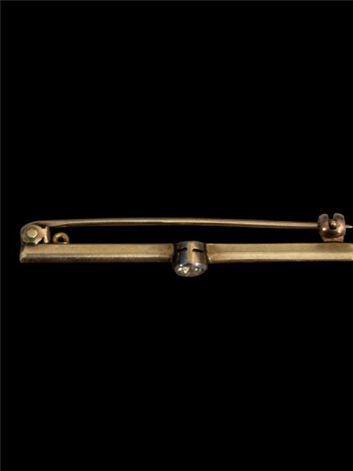 OLD CUT EUROPEAN DIAMOND ANTIQUE GOLD BAR BROOCH - ADDITIONAL PHOTO 2