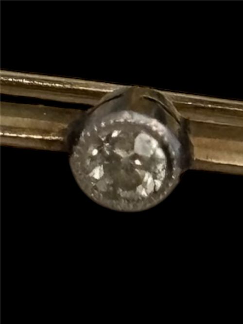 OLD CUT EUROPEAN DIAMOND ANTIQUE GOLD BAR BROOCH - ADDITIONAL PHOTO 3
