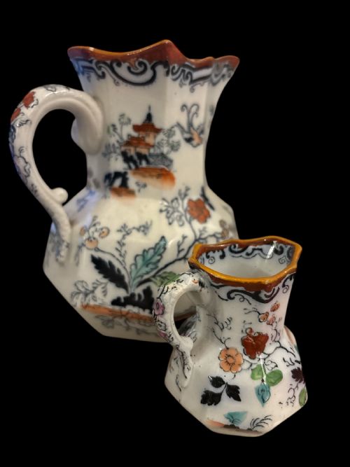 TWO ANTIQUE ORIENTAL INSPIRED MASONS JUGS - ADDITIONAL PHOTO 2
