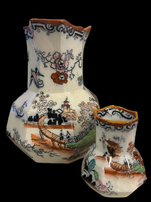 TWO ANTIQUE ORIENTAL INSPIRED MASONS JUGS - ADDITIONAL PHOTO 4