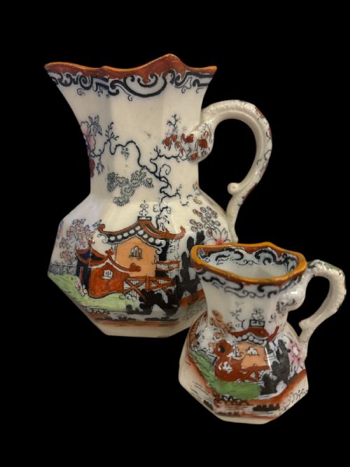 TWO ANTIQUE ORIENTAL INSPIRED MASONS JUGS - ADDITIONAL PHOTO 7