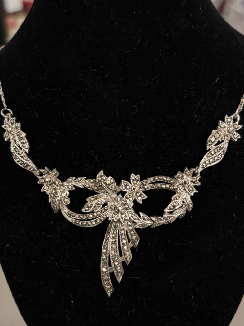VINTAGE SILVER AND MARCASITE NECKLACE - ADDITIONAL PHOTO 4