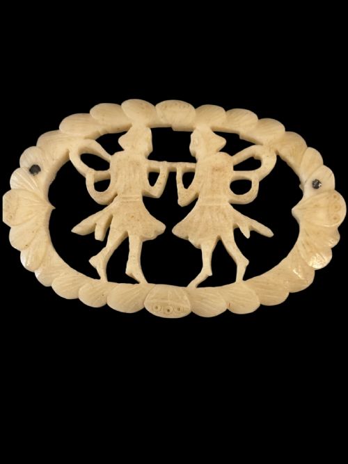 ANTIQUE STAGSHORN ANTLER CARVED BROOCH - ADDITIONAL PHOTO 8