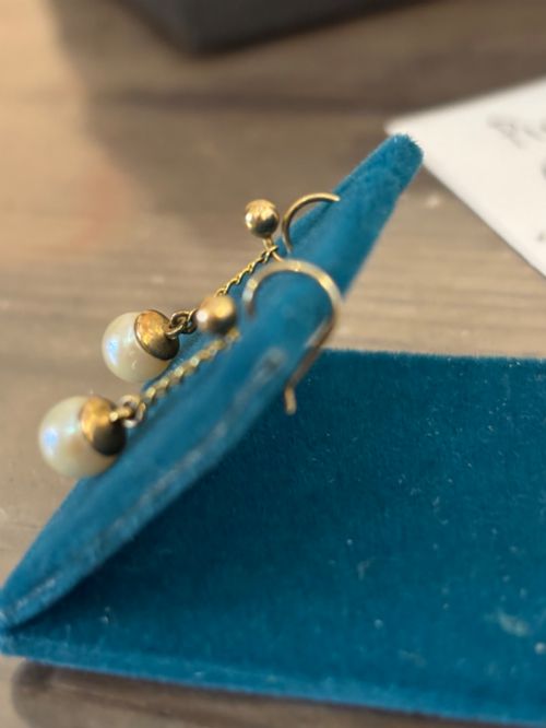 VINTAGE GOLD AND PEARL EARRINGS - ADDITIONAL PHOTO 1