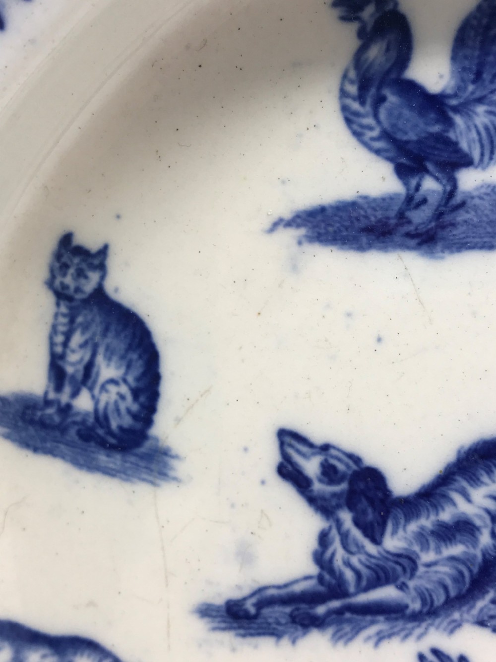 Antique English Children's Nursery ware Blue and White Dinner bowl By Copeland Spode View VI