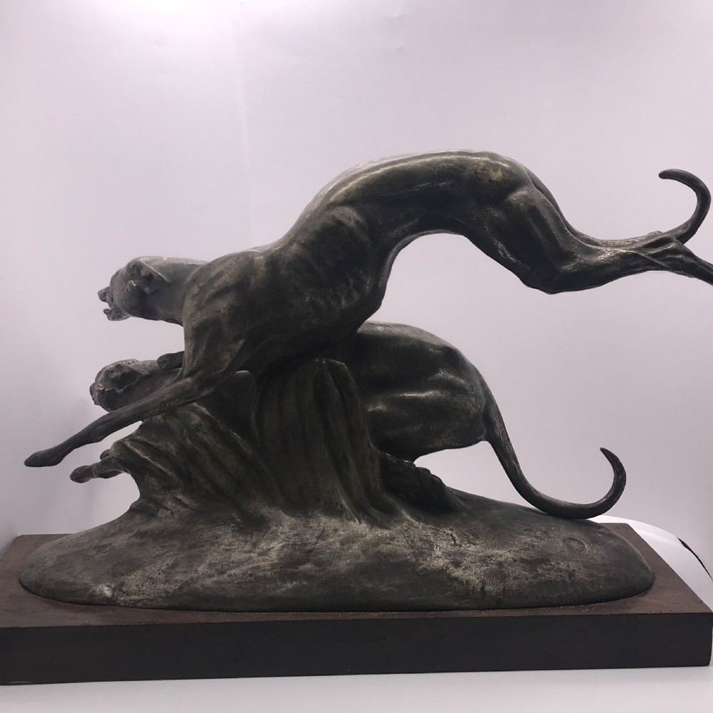 Antique  French bronze of racing/hunting greyhounds by Francisque Joseph Duret View X