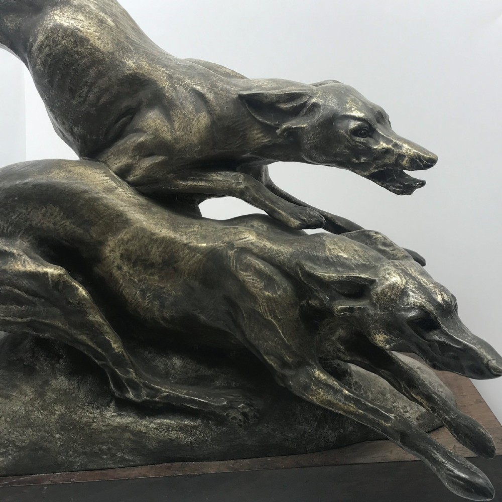Antique  French bronze of racing/hunting greyhounds by Francisque Joseph Duret View XI