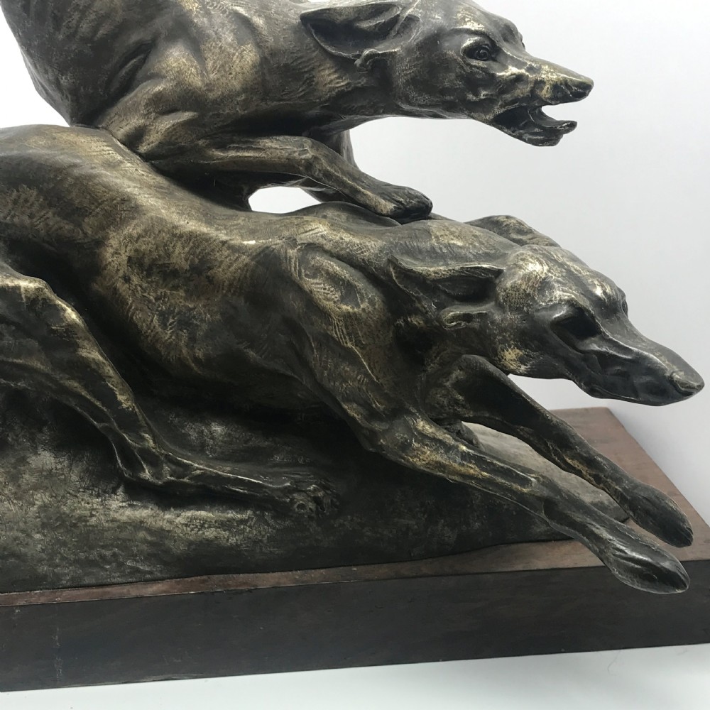 Antique  French bronze of racing/hunting greyhounds by Francisque Joseph Duret View XII