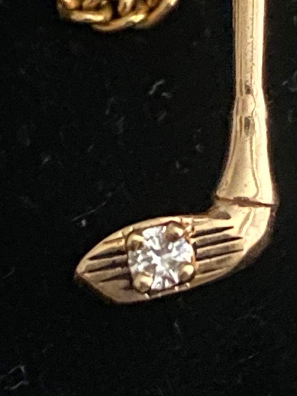 Antique novelty gold and diamond tie/lapel pin View IV