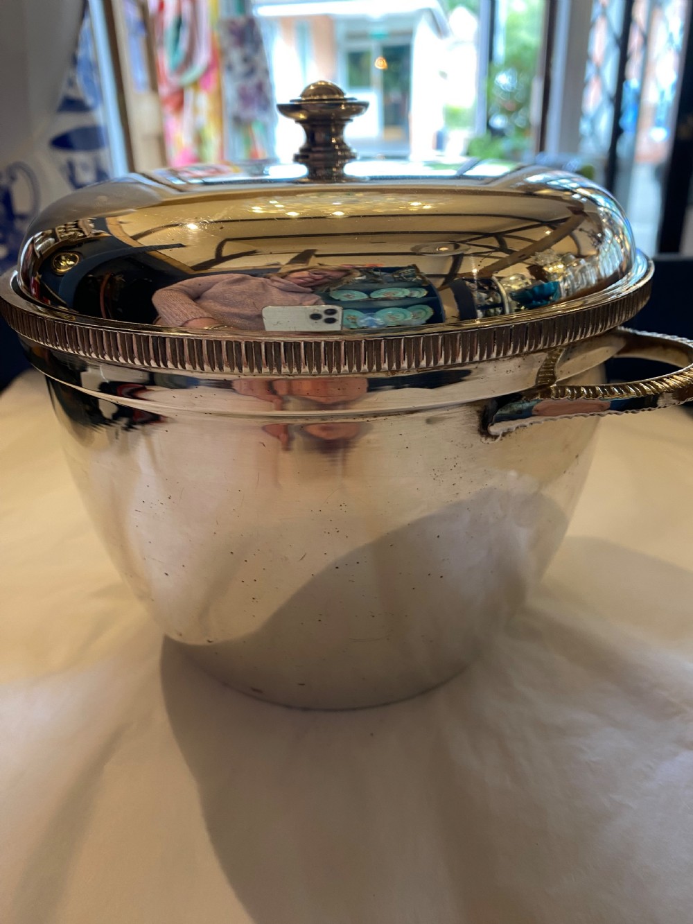 Garrards , silverplate lidded ice bucket