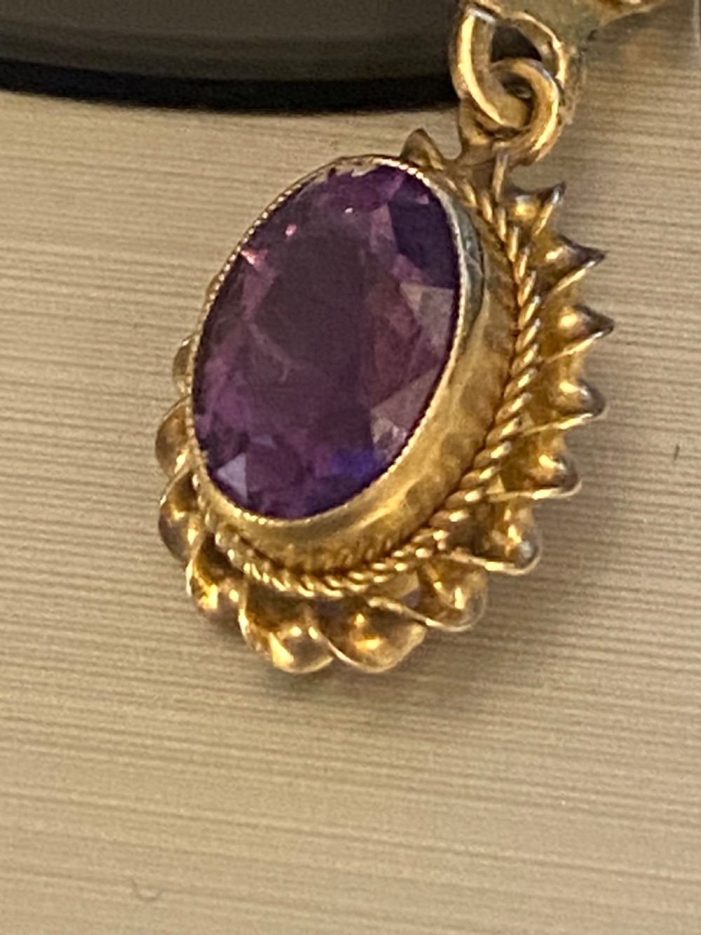 Amethyst & Gold drop earrings View IV