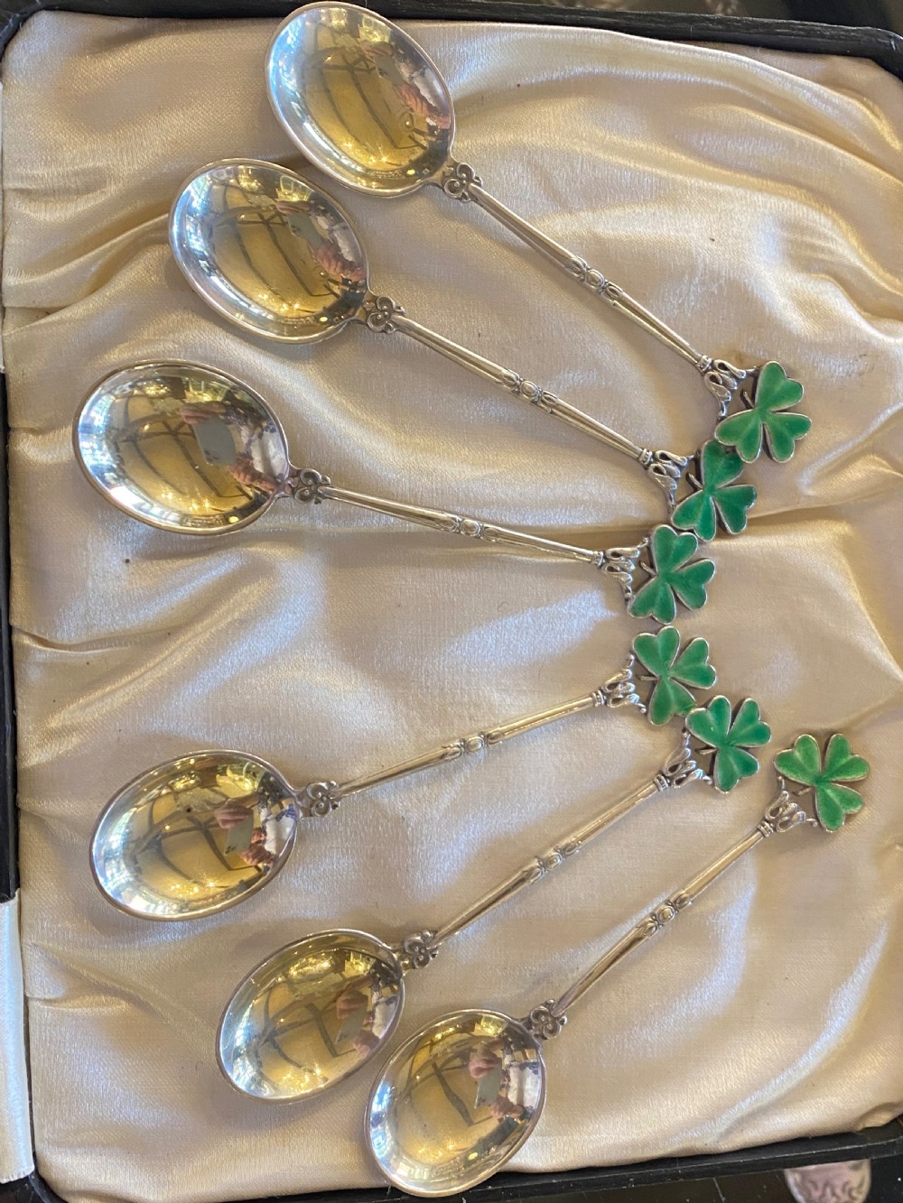 Antique set of six Enamel coffee spoons