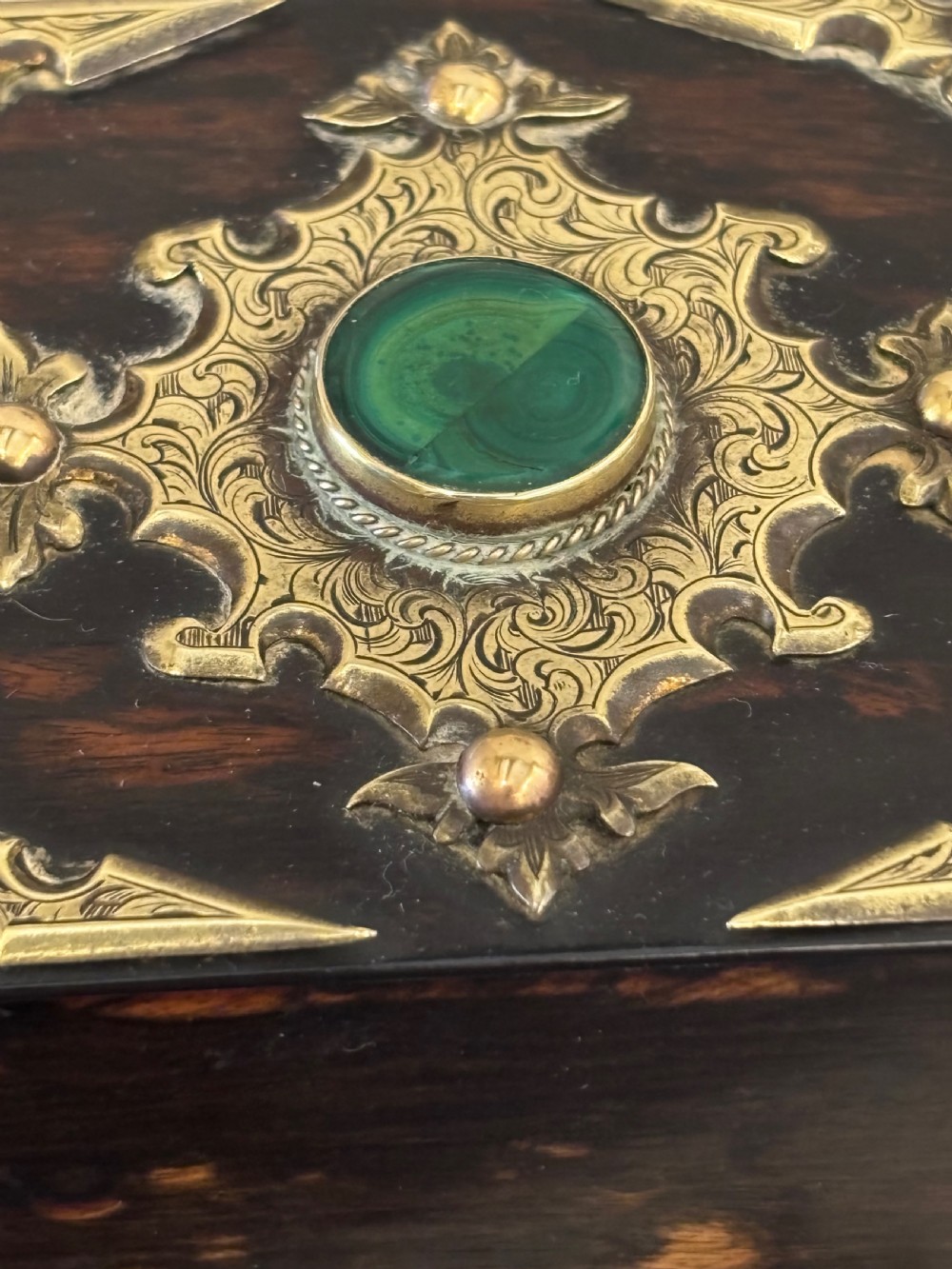 19th century Coromandel casket complete with scent bottles View II